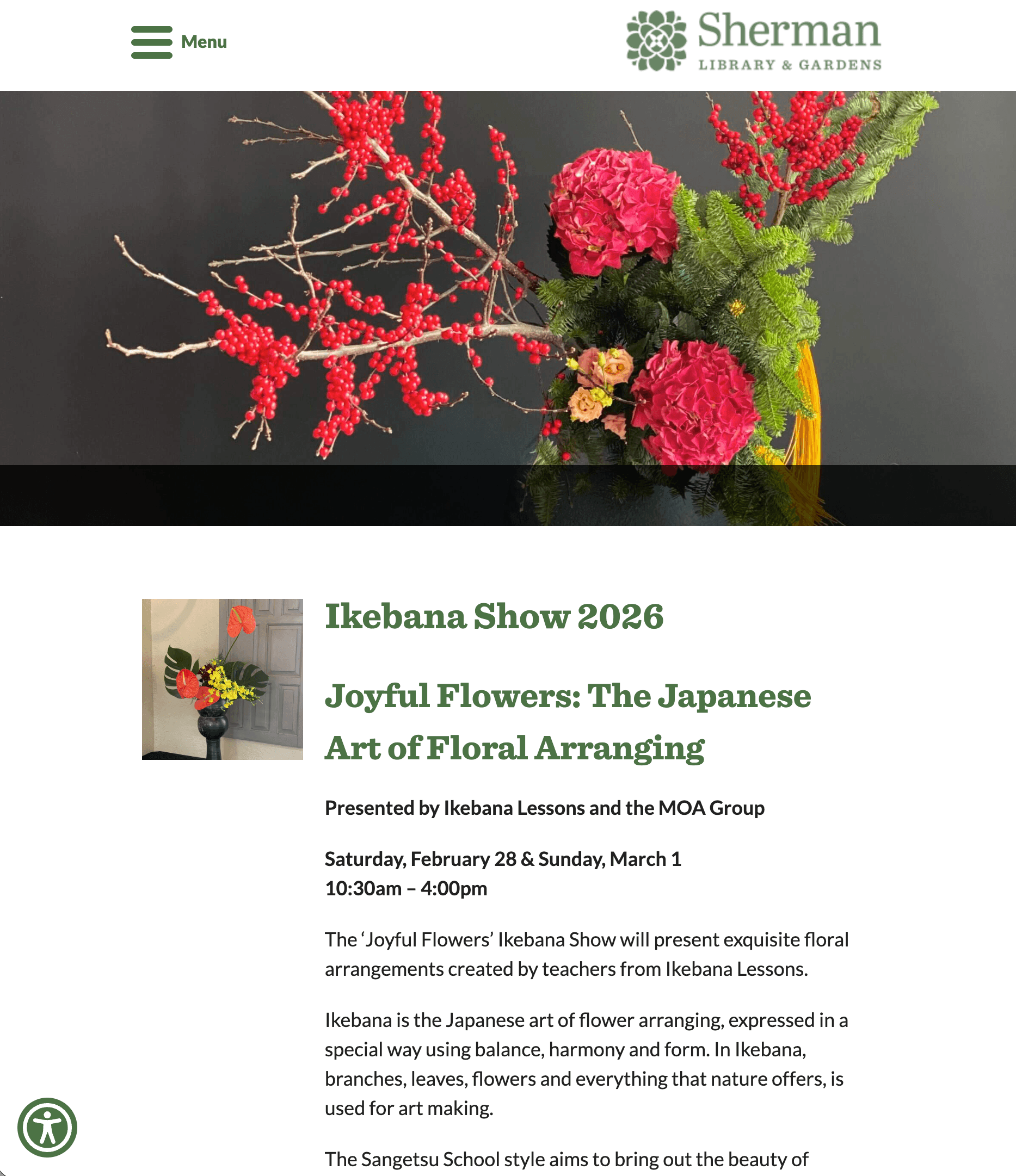 Joyful Flowers: Ikebana Show at Sherman Library & Gardens